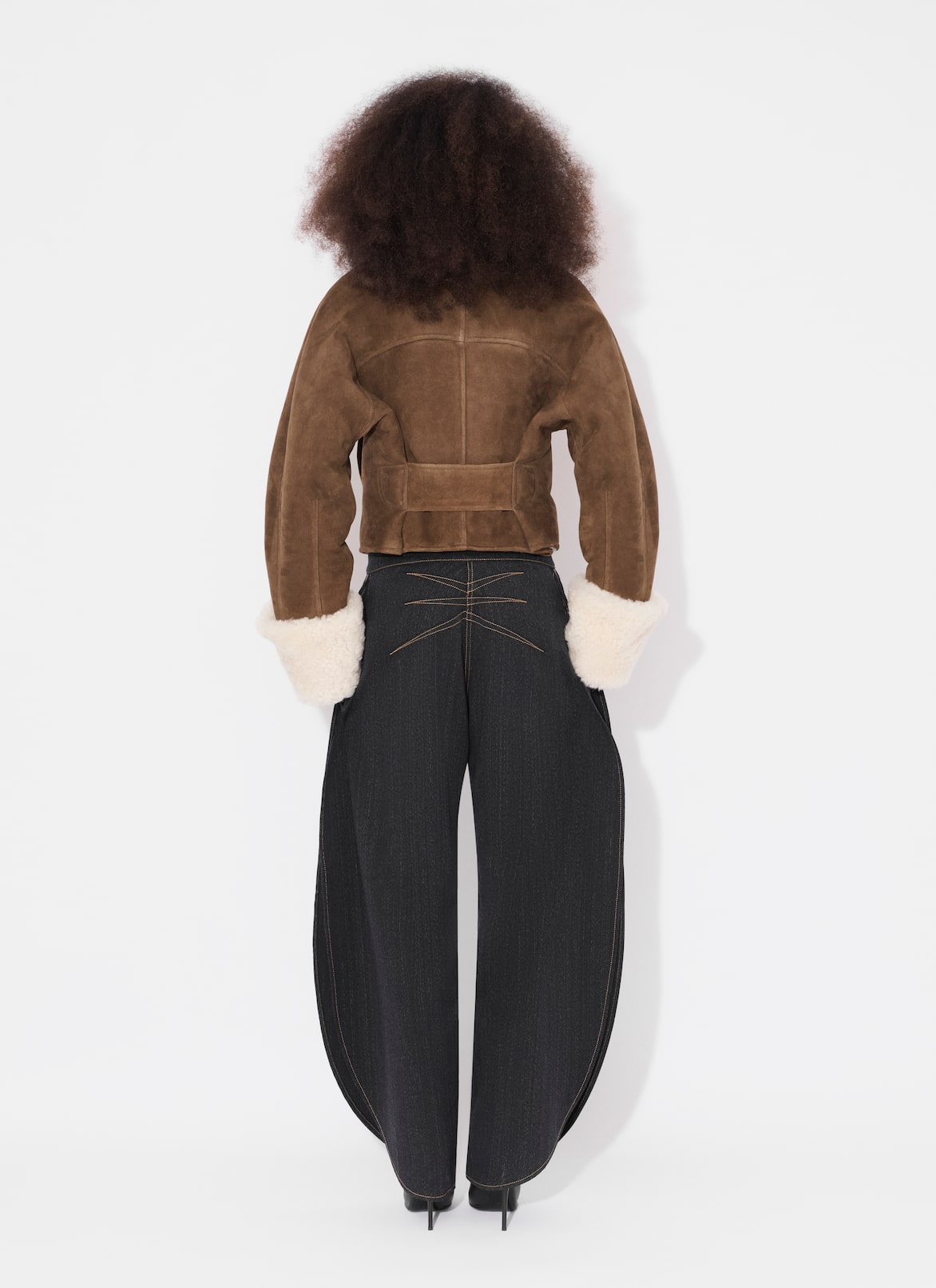SHEARLING JACKET ALAÏA WHITE/BROWN SHEARLING JACKET